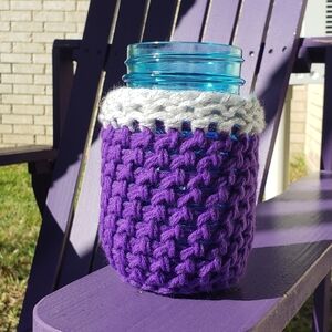 SALE Handmade Knit mason jar koozie